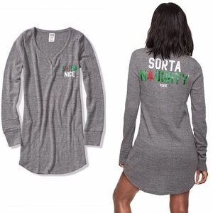 PINK Cozy Gray Sorta Nice, Sorta Naughty Sleep Dress